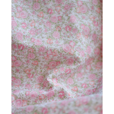 Abigael - Popeline de coton BIO imprimé fleurs rose fluo