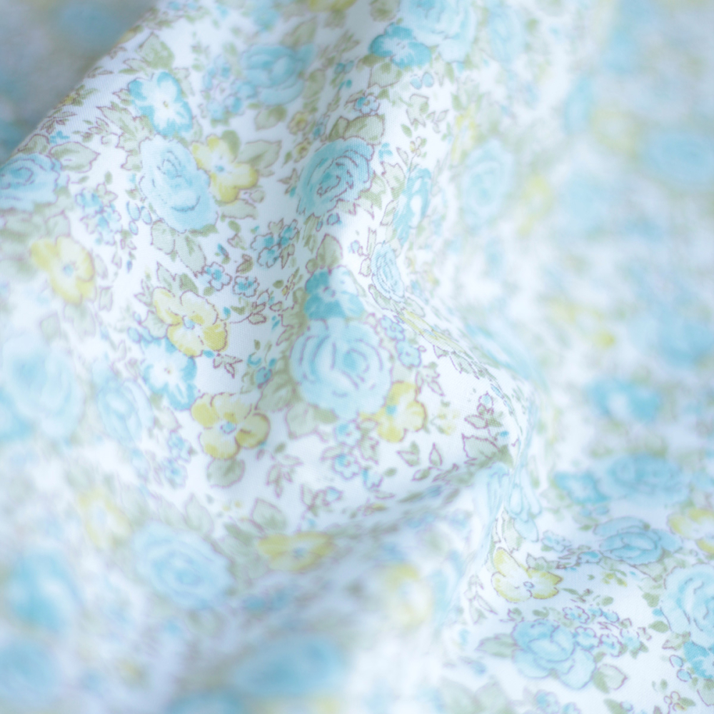 Abigael - Popeline de coton BIO imprimé fleurs rose et vert