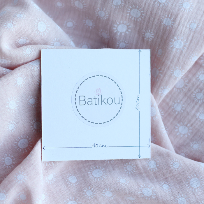 Solea - Double gaze de coton coloris fond rose nude motif soleil