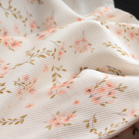copy of Jersey coton côtes fines à motifs fleur de coton
