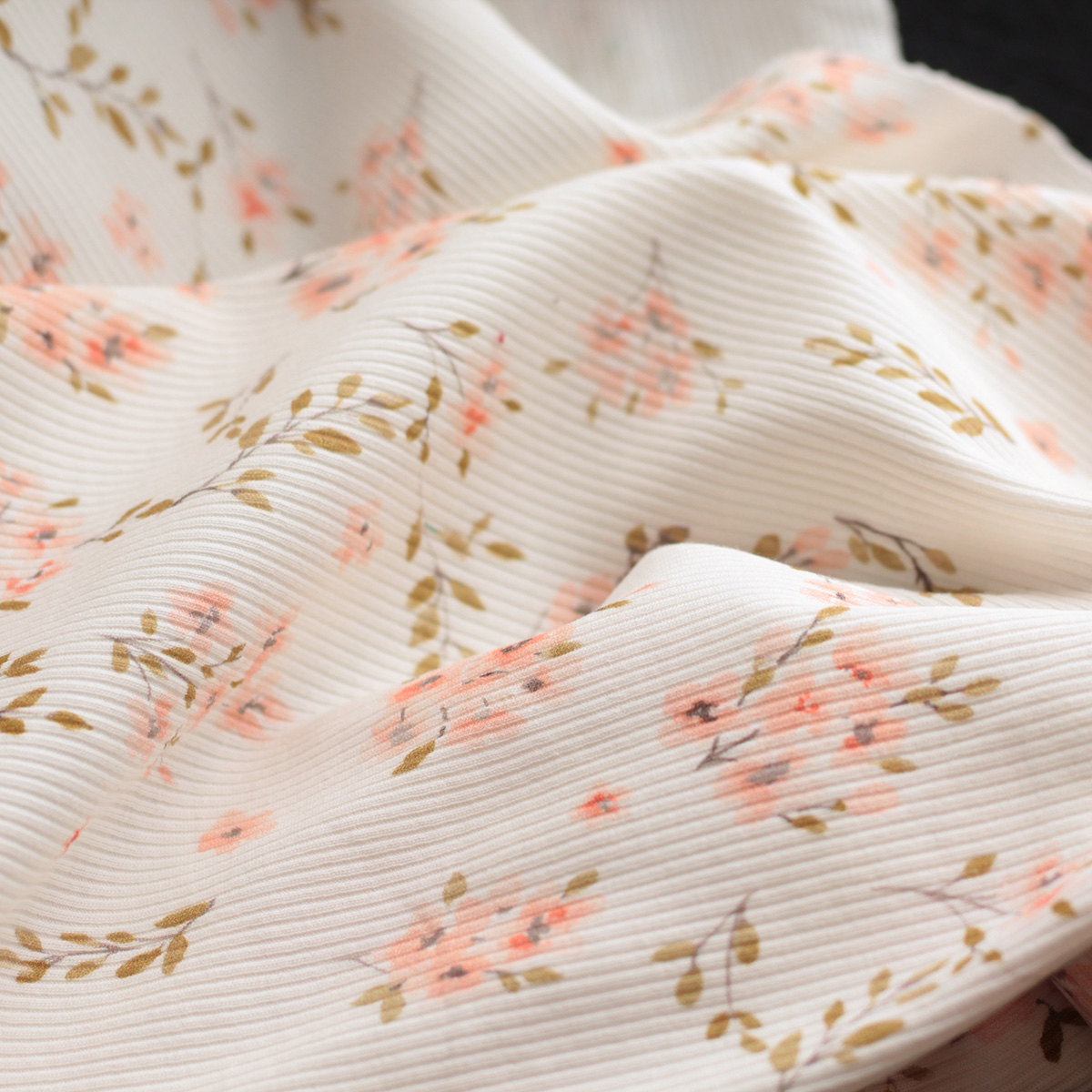 copy of Jersey coton côtes fines à motifs fleur de coton