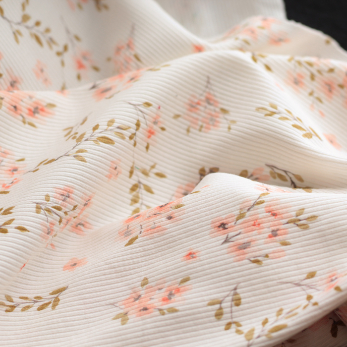 copy of Jersey coton côtes fines à motifs fleur de coton