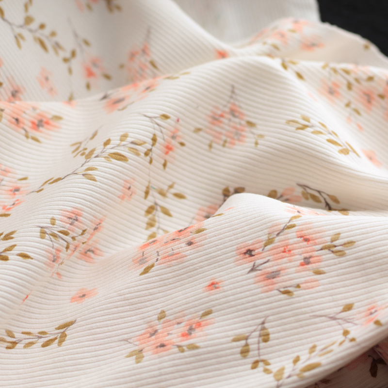 copy of Jersey coton côtes fines à motifs fleur de coton