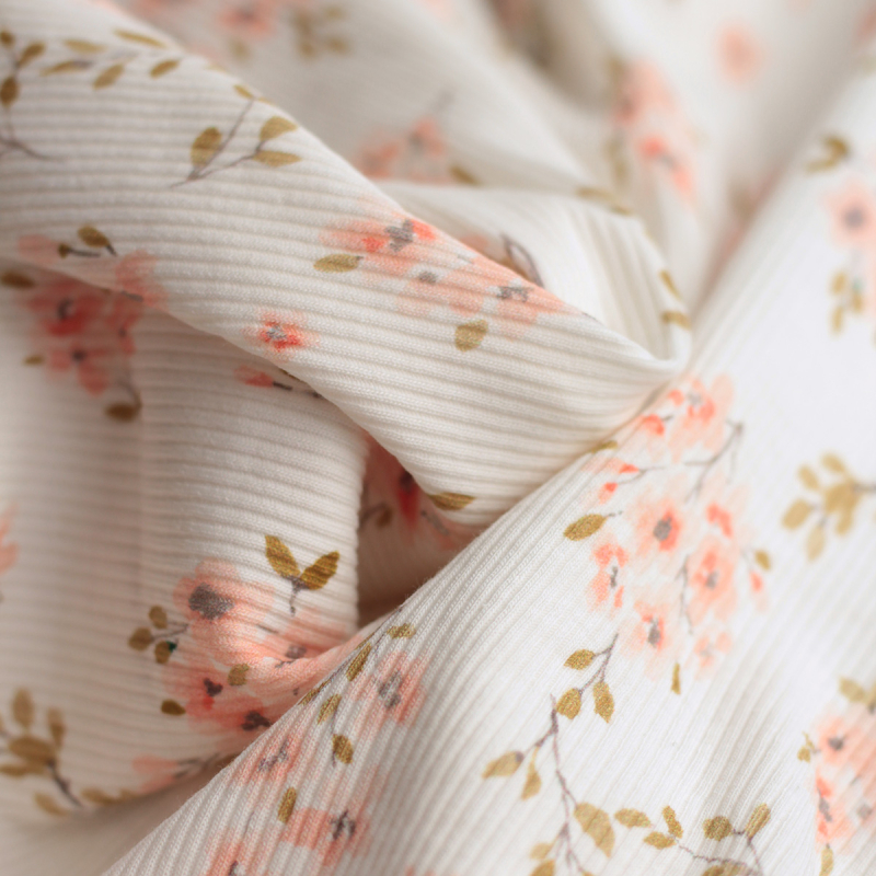 copy of Jersey coton côtes fines à motifs fleur de coton