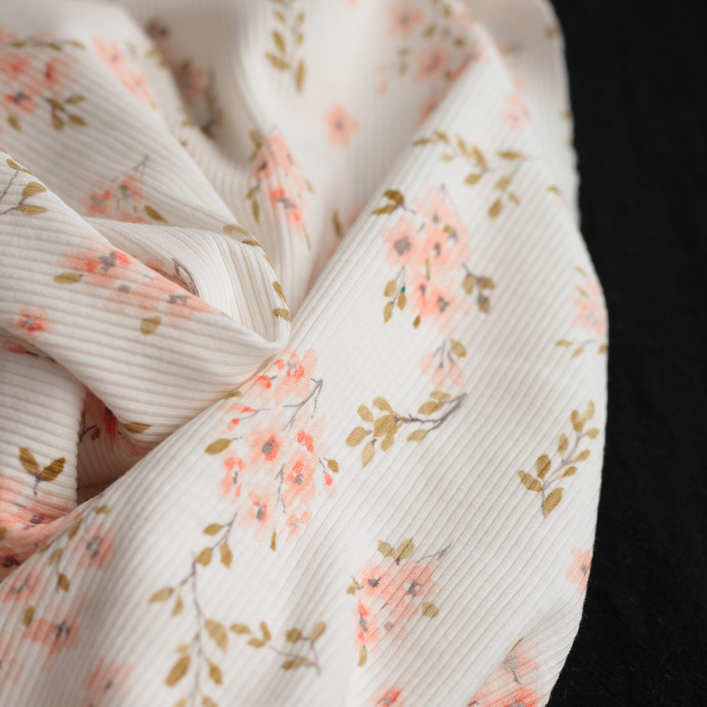 copy of Jersey coton côtes fines à motifs fleur de coton