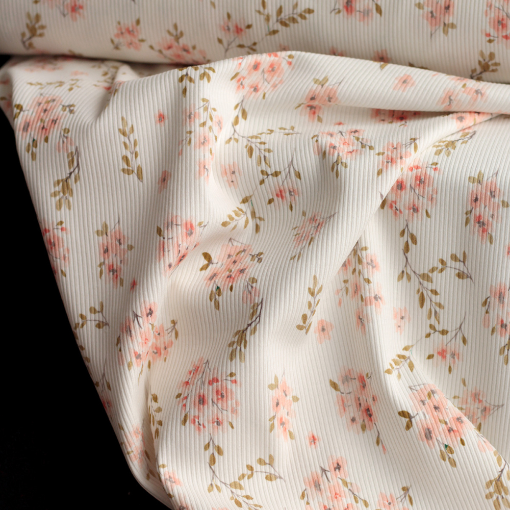 copy of Jersey coton côtes fines à motifs fleur de coton