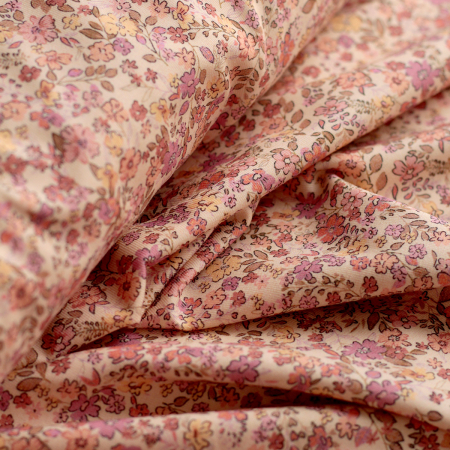 copy of Jersey coton côtes fines à motifs fleurs corail