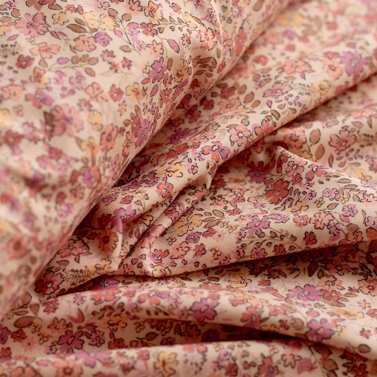 copy of Jersey coton côtes fines à motifs fleurs corail