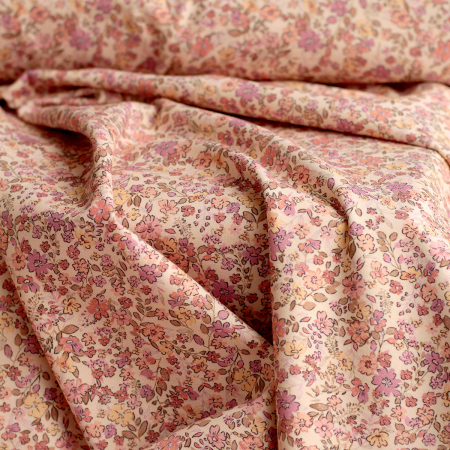 copy of Jersey coton côtes fines à motifs fleurs corail