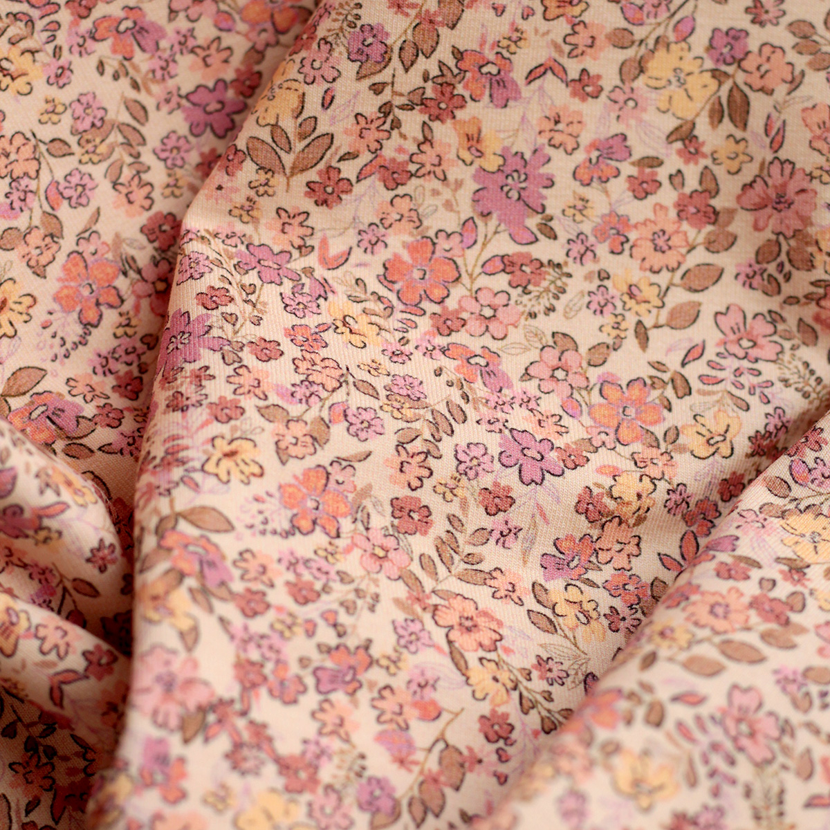 copy of Jersey coton côtes fines à motifs fleurs corail