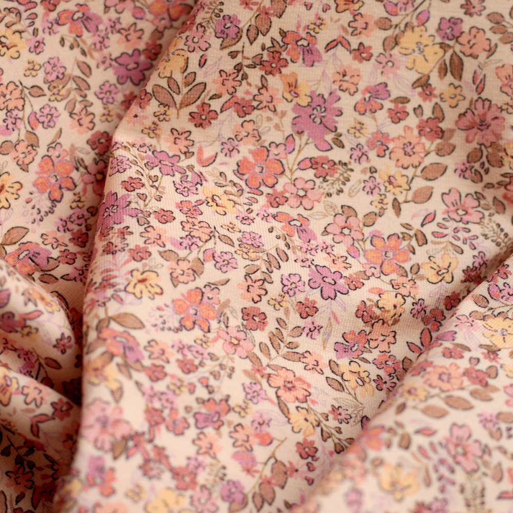 copy of Jersey coton côtes fines à motifs fleurs corail
