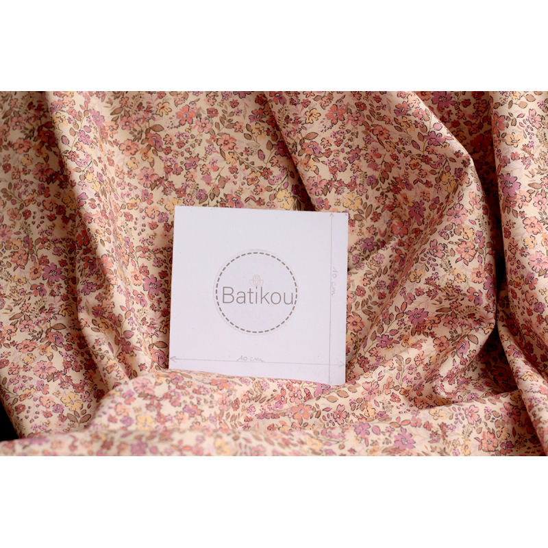 copy of Jersey coton côtes fines à motifs fleurs corail