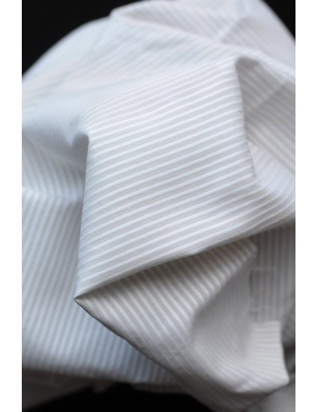 copy of Coton bio gaufré à rayures bleu ciel / blanc