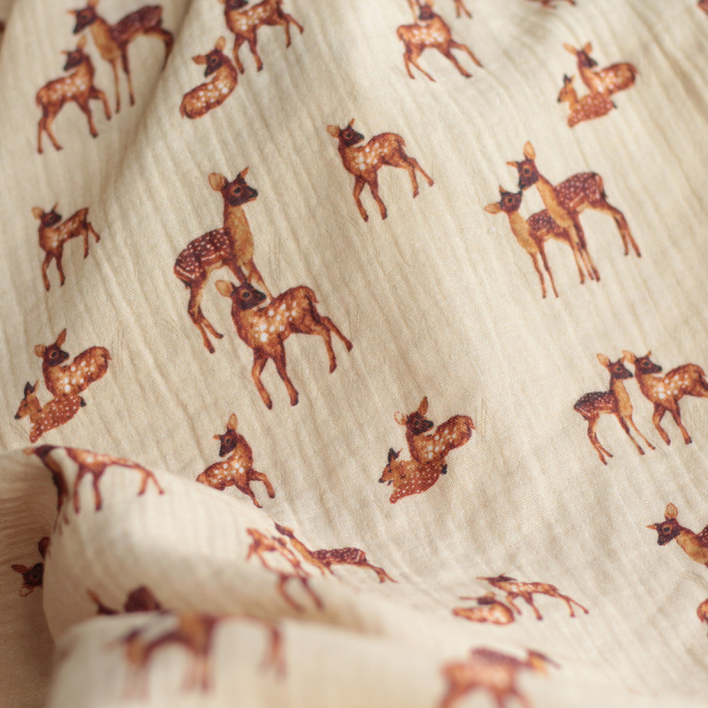 copy of Double gaze de coton imprimé Graou beige