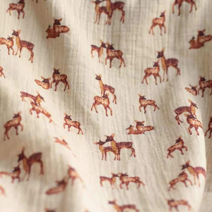 copy of Double gaze de coton imprimé Graou beige