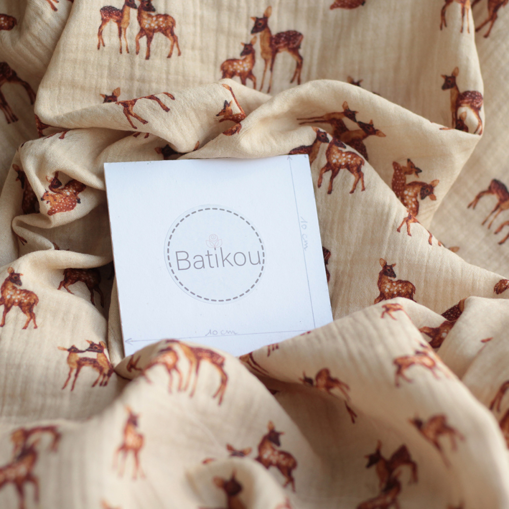 copy of Double gaze de coton imprimé Graou beige