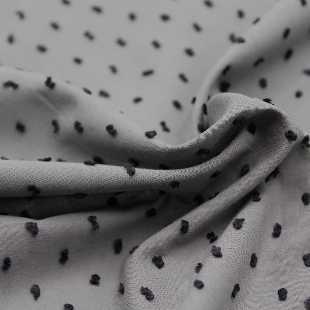 Plumetis de coton bicolore gris étain / noir