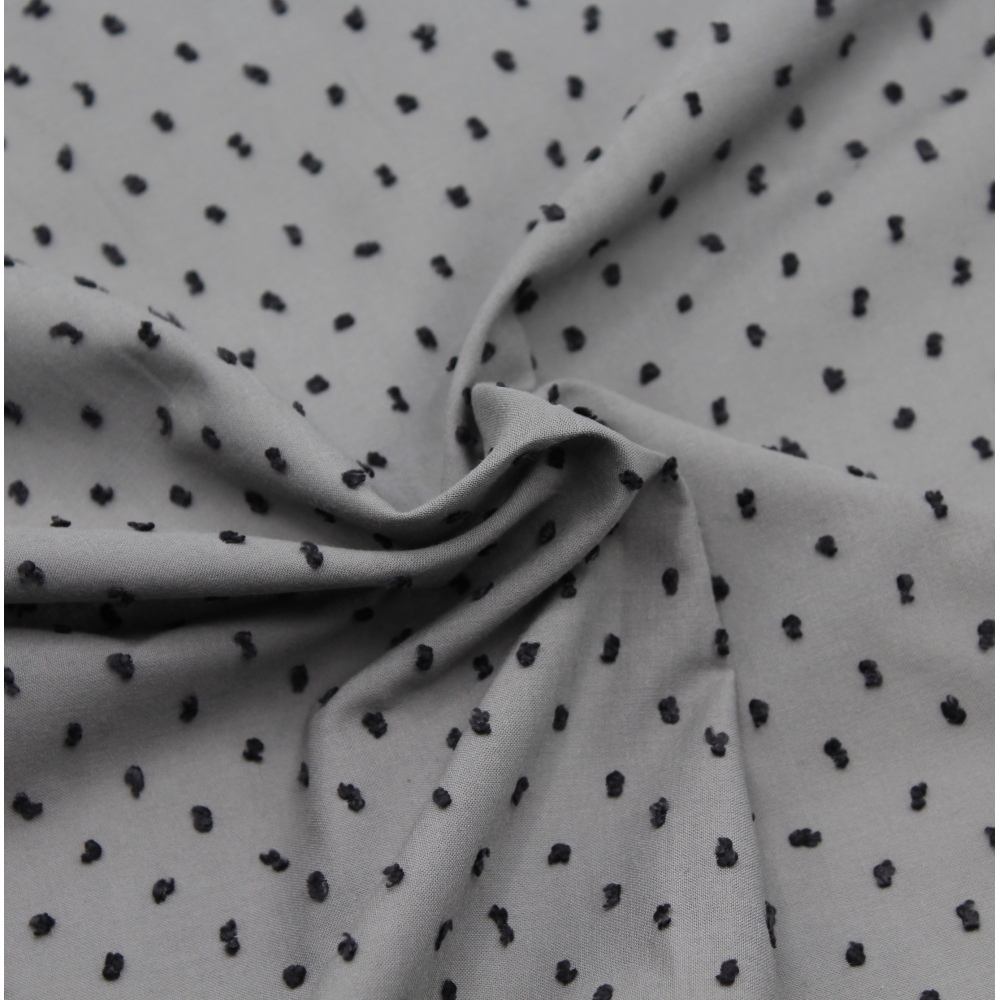 Plumetis de coton bicolore gris étain / noir