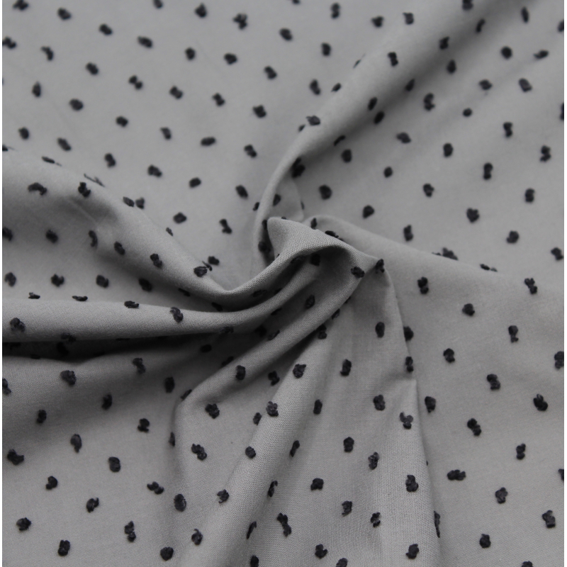 Plumetis de coton bicolore gris étain / noir