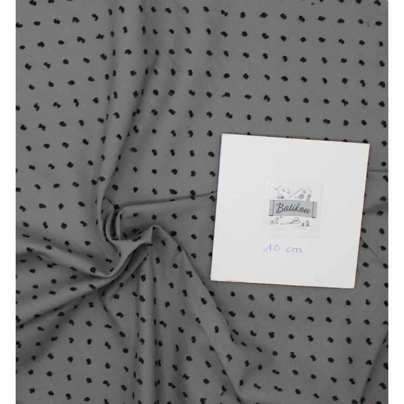 Plumetis de coton bicolore gris étain / noir