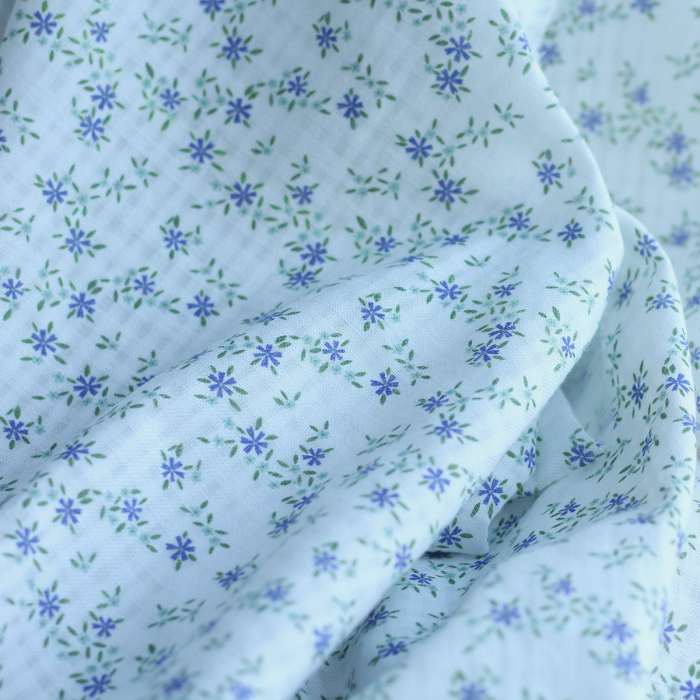 copy of Erika - Seersucker / Coton gaufré doux fond écureuil motif fleuri