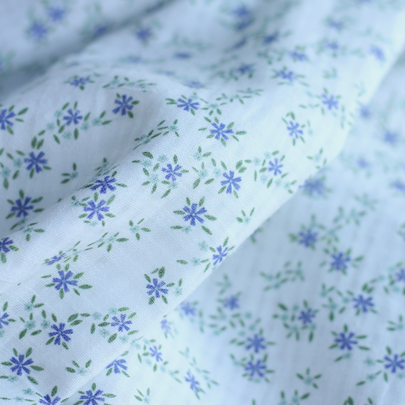 copy of Erika - Seersucker / Coton gaufré doux fond écureuil motif fleuri