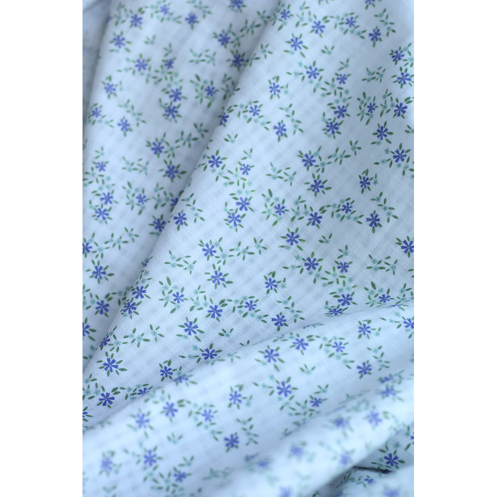 copy of Erika - Seersucker / Coton gaufré doux fond écureuil motif fleuri