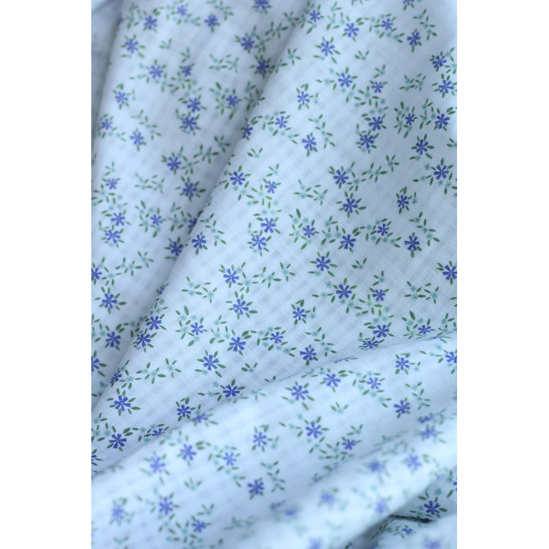 copy of Erika - Seersucker / Coton gaufré doux fond écureuil motif fleuri