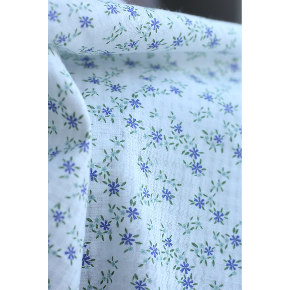 copy of Erika - Seersucker / Coton gaufré doux fond écureuil motif fleuri