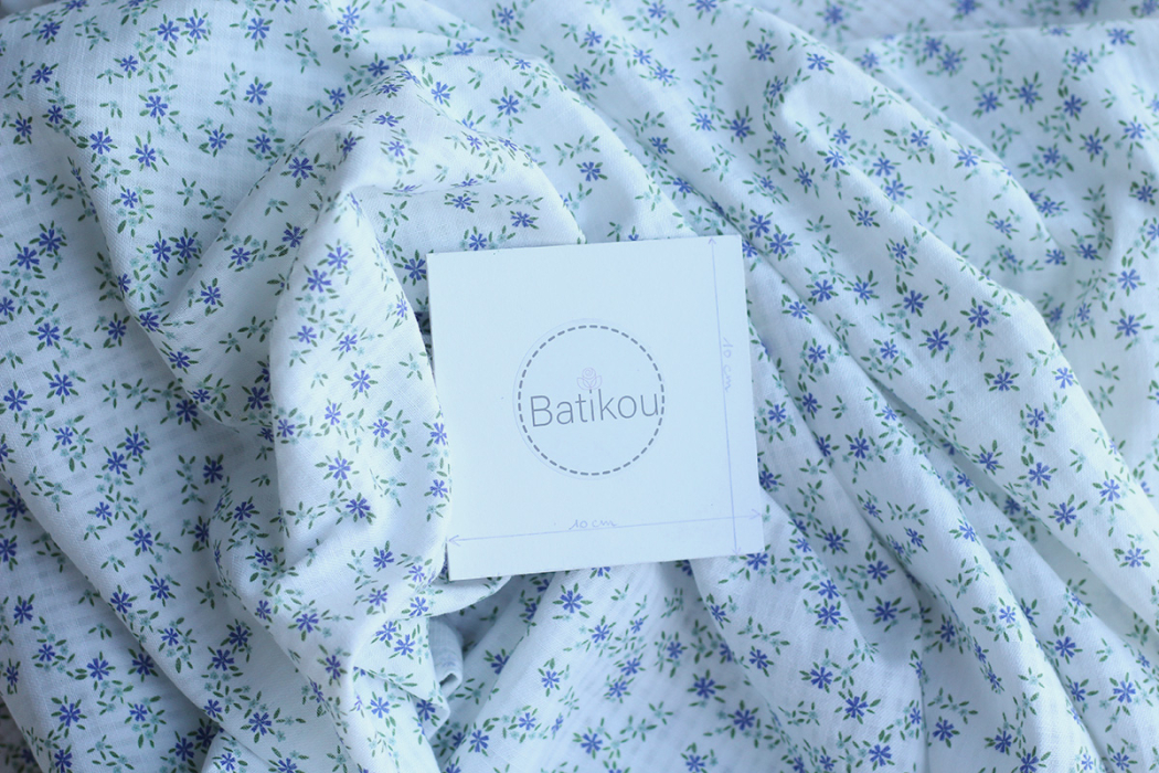 copy of Erika - Seersucker / Coton gaufré doux fond écureuil motif fleuri