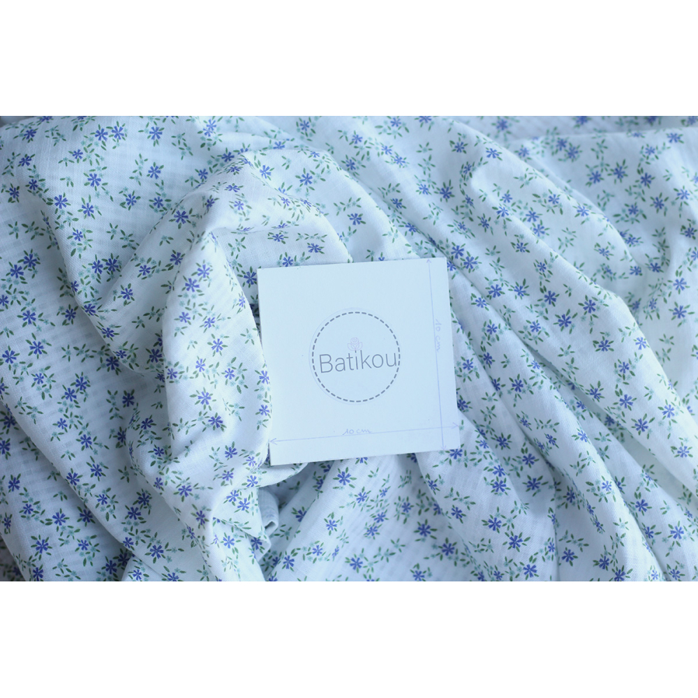 copy of Erika - Seersucker / Coton gaufré doux fond écureuil motif fleuri