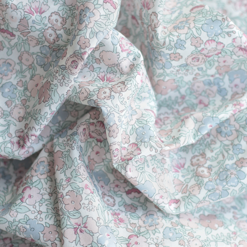 copy of Ophelie - Popeline de coton douce BIO imprimé fleuri jaune, vert, bleu