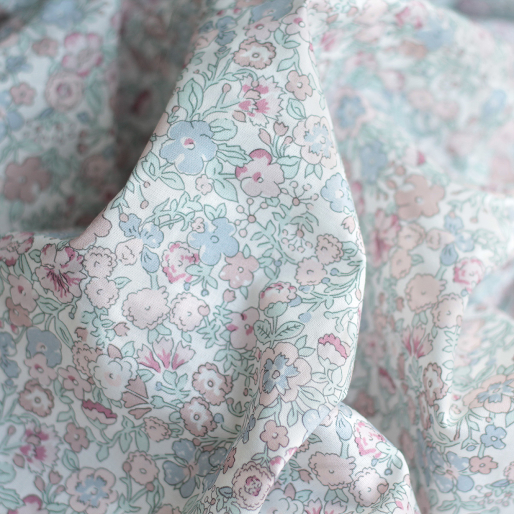 copy of Ophelie - Popeline de coton douce BIO imprimé fleuri jaune, vert, bleu