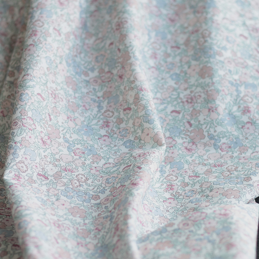 copy of Ophelie - Popeline de coton douce BIO imprimé fleuri jaune, vert, bleu