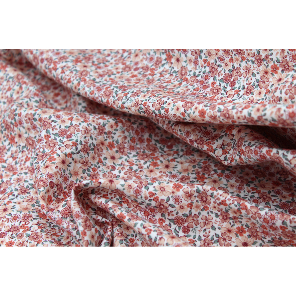 Tissu twill de coton organique imprimé fleuri