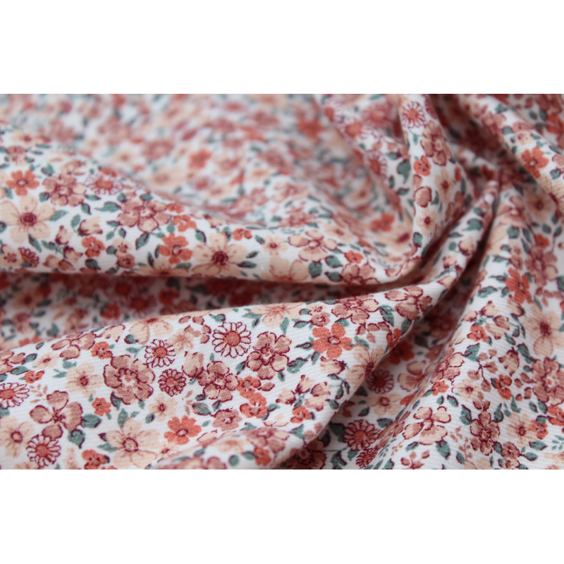 Tissu twill de coton organique imprimé fleuri
