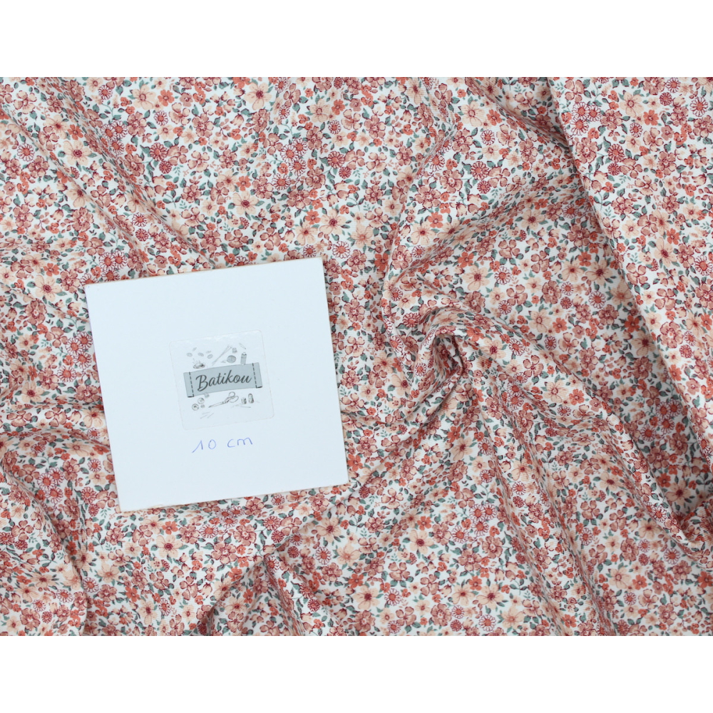 Tissu twill de coton organique imprimé fleuri