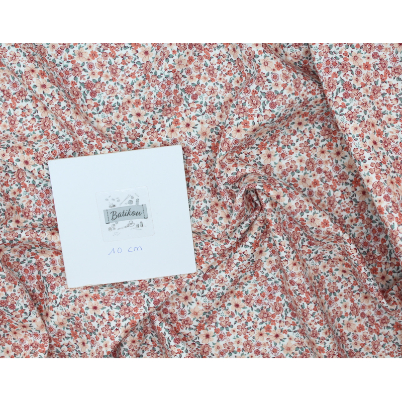 Tissu twill de coton organique imprimé fleuri