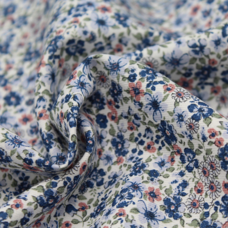 Tissu twill de coton organique imprimé fleuri Tissu twill de coton organique imprimé fleuri
