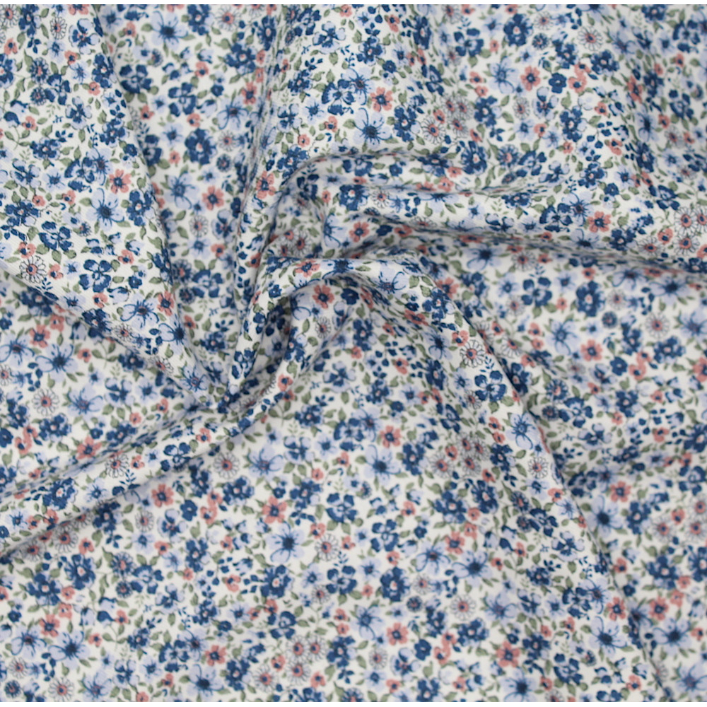 Tissu twill de coton organique imprimé fleuri
