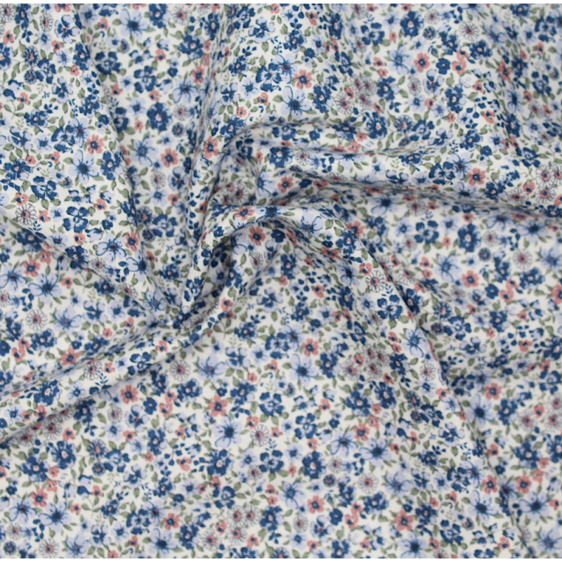 Tissu twill de coton organique imprimé fleuri