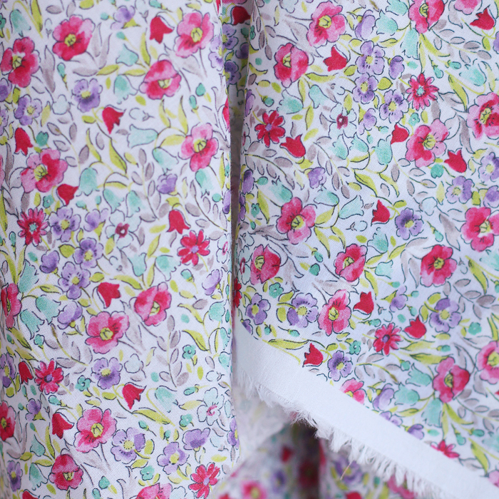 copy of Rita - Batiste de coton bio SILKYNE à imprimé fleuri bleu et vert