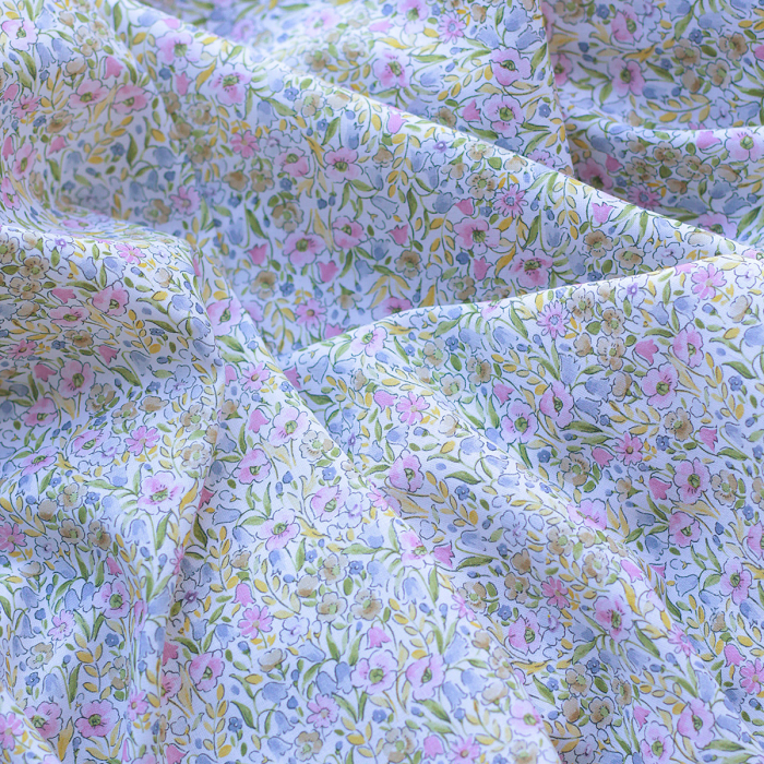 copy of Selma - Batiste de coton bio SILKYNE à imprimé fleuri rose et violet