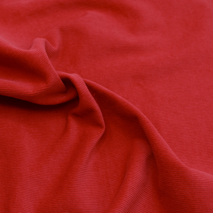 Velours milleraies coton organique coloris rouge hermès