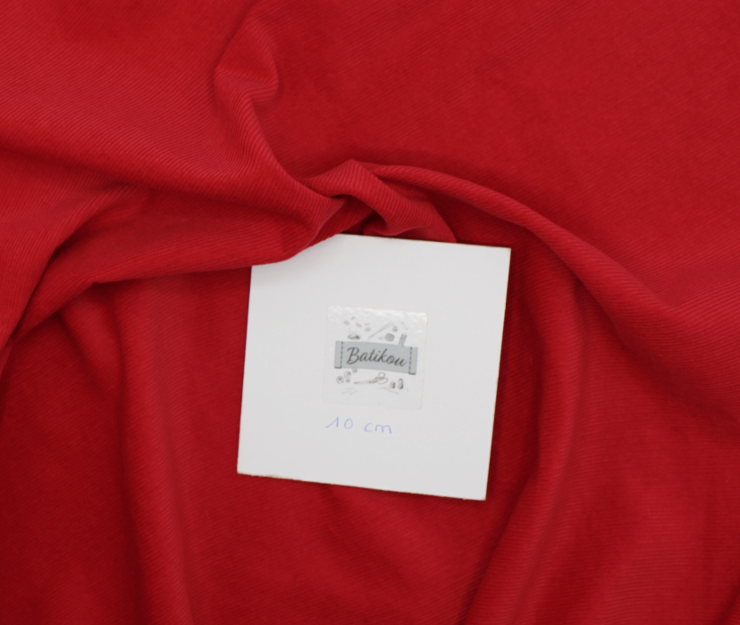 Velours milleraies coton organique coloris rouge hermès