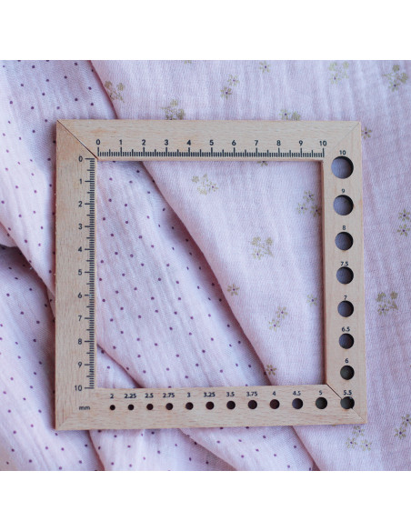 copy of Cherry - Double gaze de coton double face coloris blanc cerises et quadrillage bleu