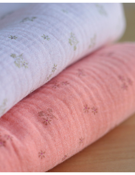 Selena - Double gaze de coton double face coloris vieux rose modoré