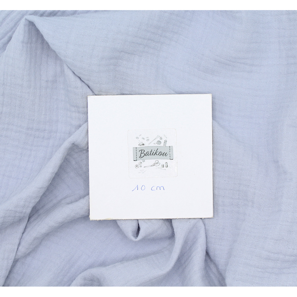 Double gaze de coton BIO unie bleu pastel poudré