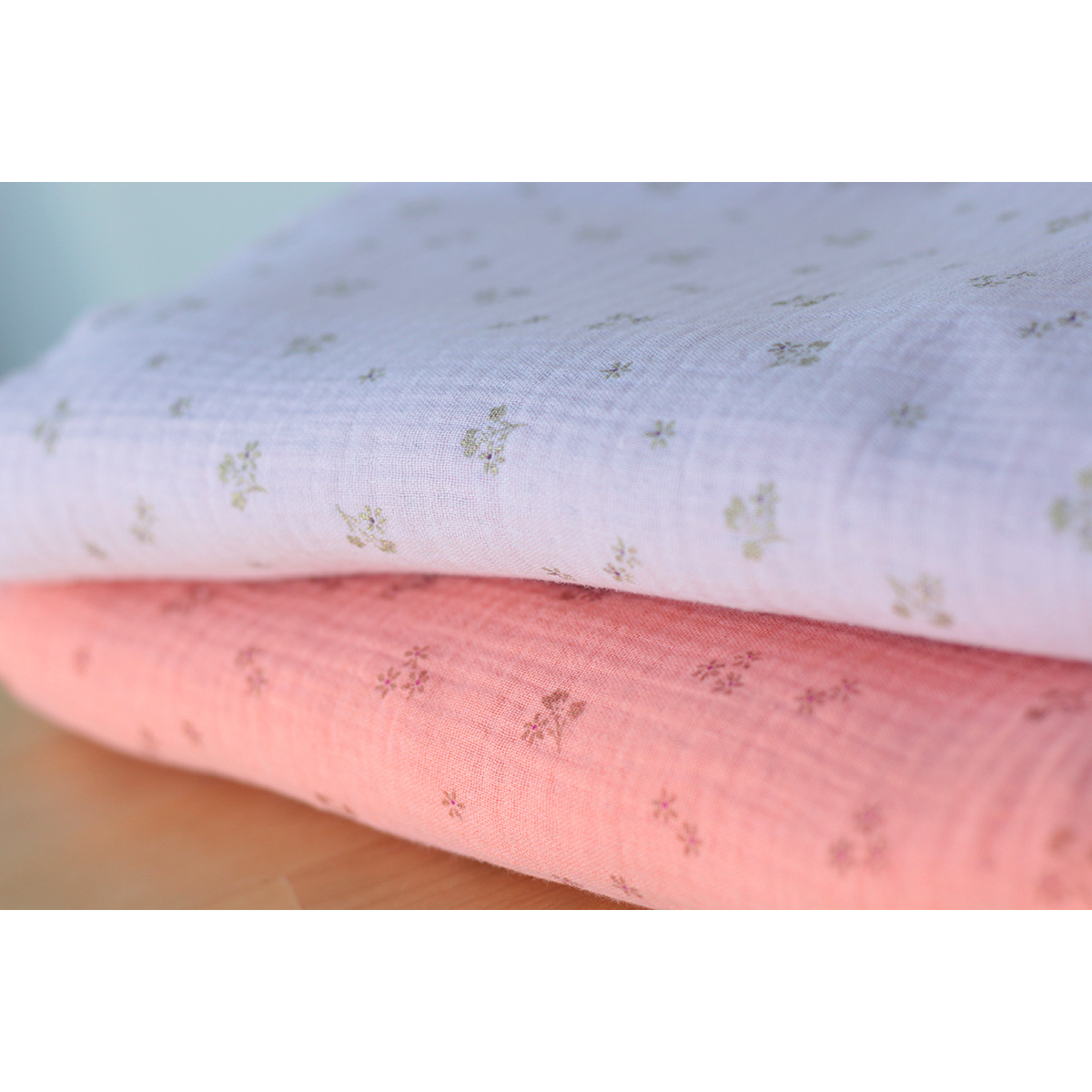 Selena - Double gaze de coton double face coloris vieux rose modoré Selena - Double gaze de coton double face coloris vieux rose modoré