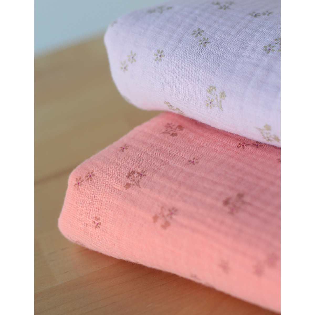 Selena - Double gaze de coton double face coloris vieux rose modoré Selena - Double gaze de coton double face coloris vieux rose modoré